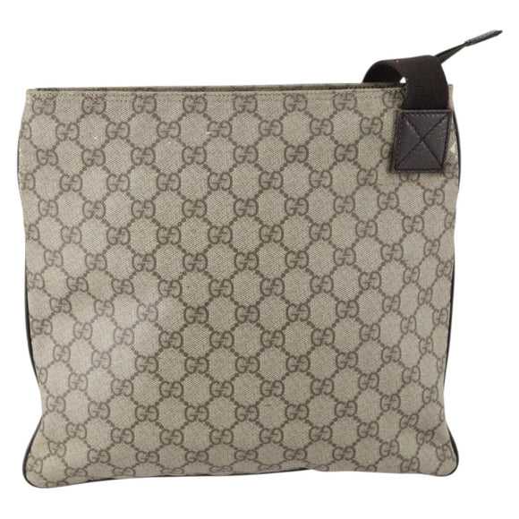 GUCCI GG Supreme Shoulder Bag PVC Beige Silver 141626 Auth 151979