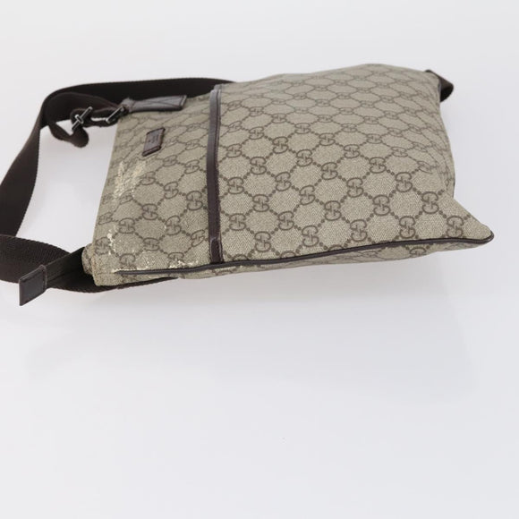 GUCCI GG Supreme Shoulder Bag PVC Beige Silver 141626 Auth 151979
