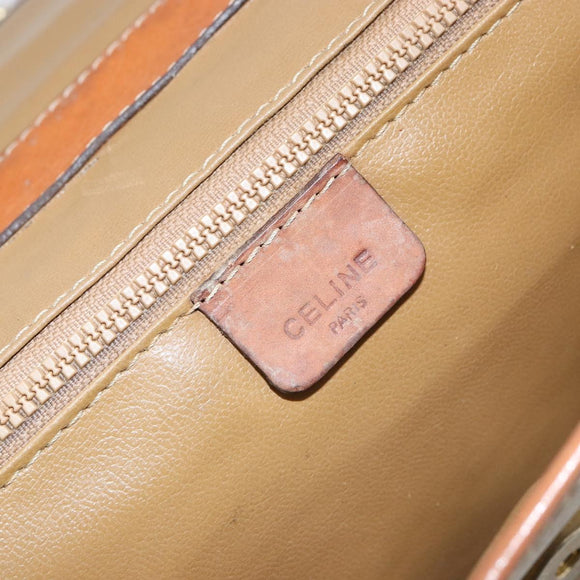 CELINE Macadam Canvas Shoulder Bag PVC Beige Auth 151980