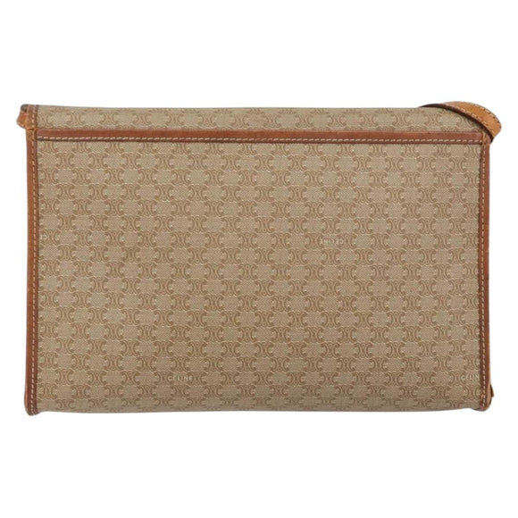 CELINE Macadam Canvas Shoulder Bag PVC Beige Auth 151980