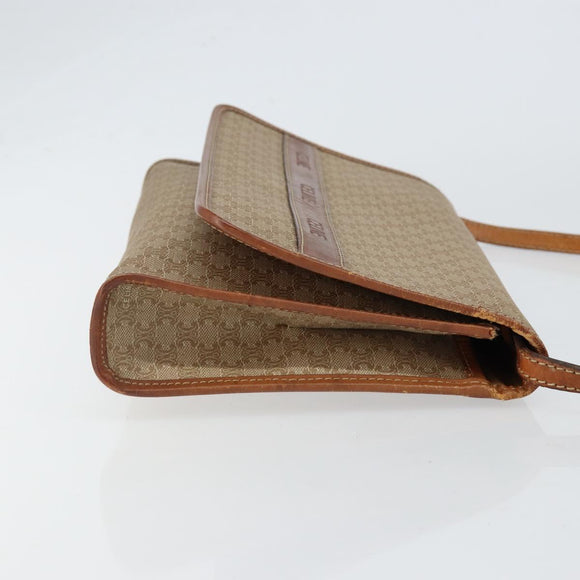 CELINE Macadam Canvas Shoulder Bag PVC Beige Auth 151980