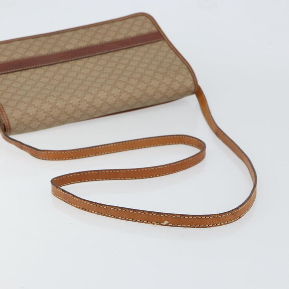 CELINE Macadam Canvas Shoulder Bag PVC Beige Auth 151980