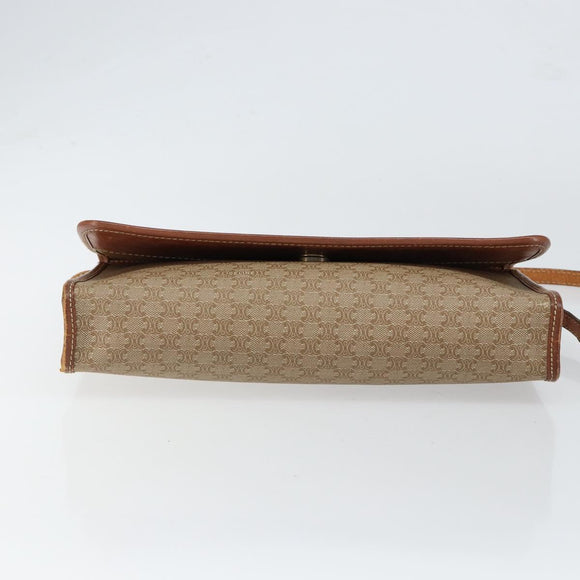 CELINE Macadam Canvas Shoulder Bag PVC Beige Auth 151980