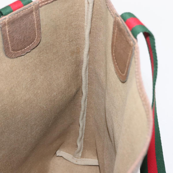 GUCCI GG Supreme Web Sherry Line Tote Bag PVC Beige 39 02 003 Auth 151982