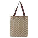 GUCCI GG Supreme Web Sherry Line Tote Bag PVC Beige 39 02 003 Auth 151982-2