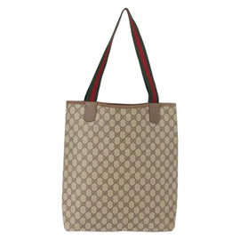 GUCCI GG Supreme Web Sherry Line Tote Bag PVC Beige 39 02 003 Auth 151982 - 0