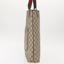 GUCCI GG Supreme Web Sherry Line Tote Bag PVC Beige 39 02 003 Auth 151982-3