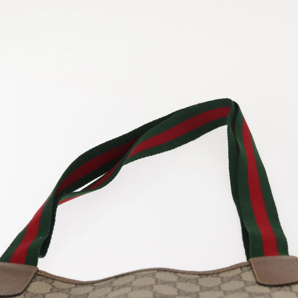 GUCCI GG Supreme Web Sherry Line Tote Bag PVC Beige 39 02 003 Auth 151982