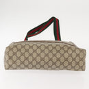 GUCCI GG Supreme Web Sherry Line Tote Bag PVC Beige 39 02 003 Auth 151982-5