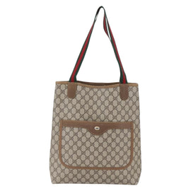 GUCCI GG Supreme Web Sherry Line Tote Bag PVC Beige 40 02 003 Auth 151983 - 0