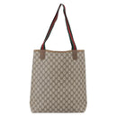 GUCCI GG Supreme Web Sherry Line Tote Bag PVC Beige 40 02 003 Auth 151983-3