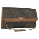 Christian Dior Honeycomb Canvas Shoulder Bag PVC Khaki Gold Auth 151985-1