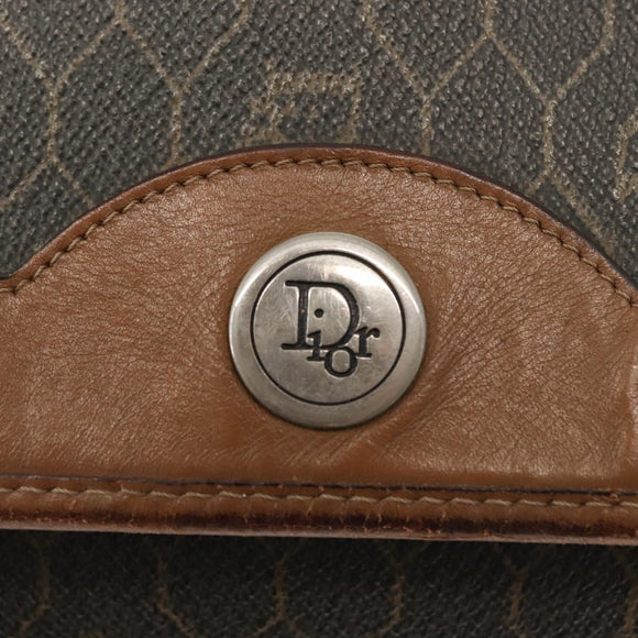 Christian Dior Honeycomb Canvas Shoulder Bag PVC Khaki Gold Auth 151985