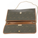 Christian Dior Honeycomb Canvas Shoulder Bag PVC Khaki Gold Auth 151985-18