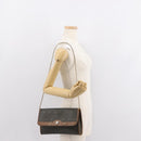 Christian Dior Honeycomb Canvas Shoulder Bag PVC Khaki Gold Auth 151985-22