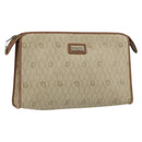 Christian Dior Honeycomb Canvas Clutch Bag PVC Beige Gold Auth 151989-1