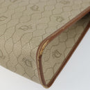 Christian Dior Honeycomb Canvas Clutch Bag PVC Beige Gold Auth 151989-10