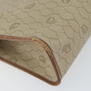 Christian Dior Honeycomb Canvas Clutch Bag PVC Beige Gold Auth 151989-11