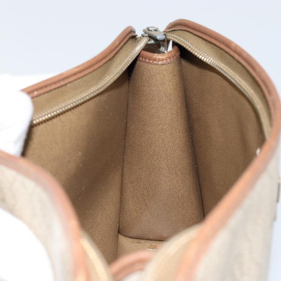 Christian Dior Honeycomb Canvas Clutch Bag PVC Beige Gold Auth 151989