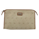 Christian Dior Honeycomb Canvas Clutch Bag PVC Beige Gold Auth 151989-2
