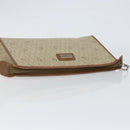 Christian Dior Honeycomb Canvas Clutch Bag PVC Beige Gold Auth 151989-6