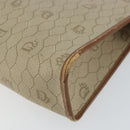 Christian Dior Honeycomb Canvas Clutch Bag PVC Beige Gold Auth 151989-8