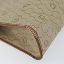 Christian Dior Honeycomb Canvas Clutch Bag PVC Beige Gold Auth 151989-9