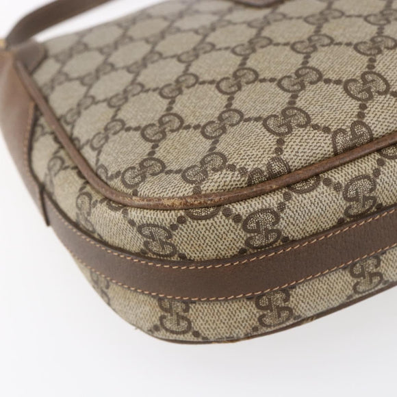 GUCCI GG Supreme Shoulder Bag PVC Beige Gold Auth 151990
