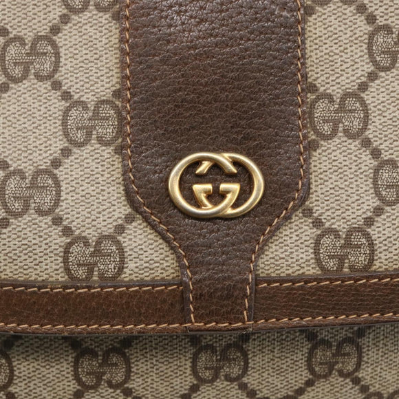 GUCCI GG Supreme Shoulder Bag PVC Beige Gold Auth 151990