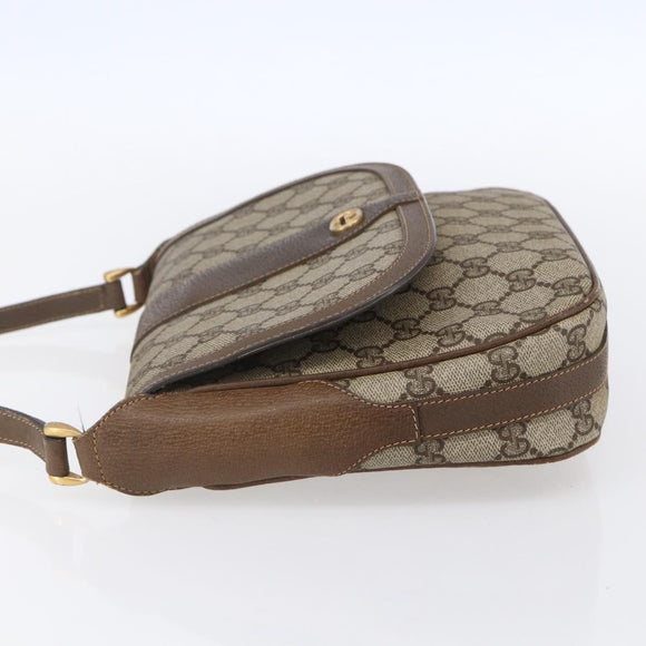 GUCCI GG Supreme Shoulder Bag PVC Beige Gold Auth 151990