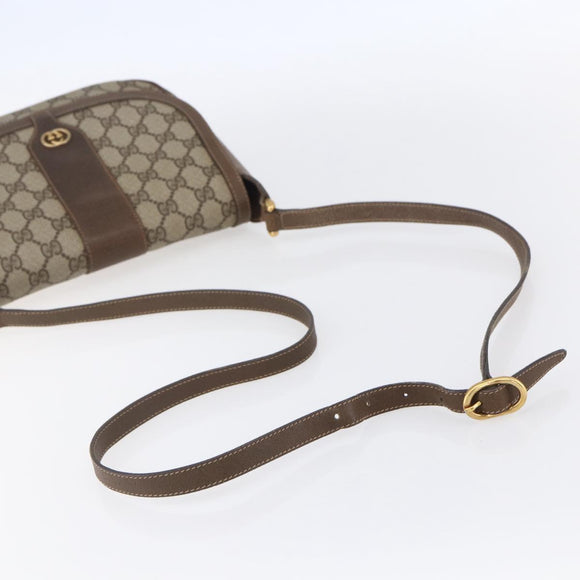 GUCCI GG Supreme Shoulder Bag PVC Beige Gold Auth 151990