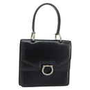 CELINE Hand Bag Leather Black Silver Auth 151991-1