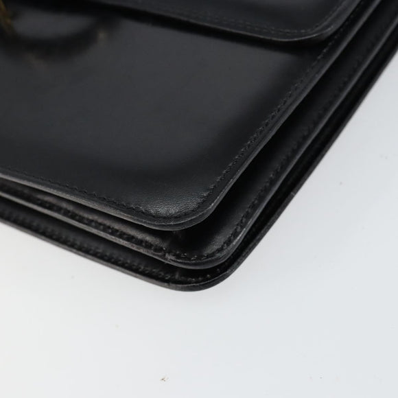 CELINE Hand Bag Leather Black Silver Auth 151991