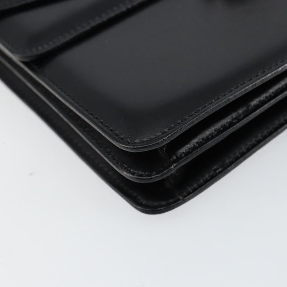 CELINE Hand Bag Leather Black Silver Auth 151991