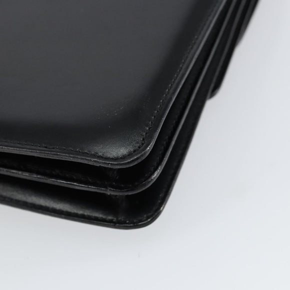 CELINE Hand Bag Leather Black Silver Auth 151991