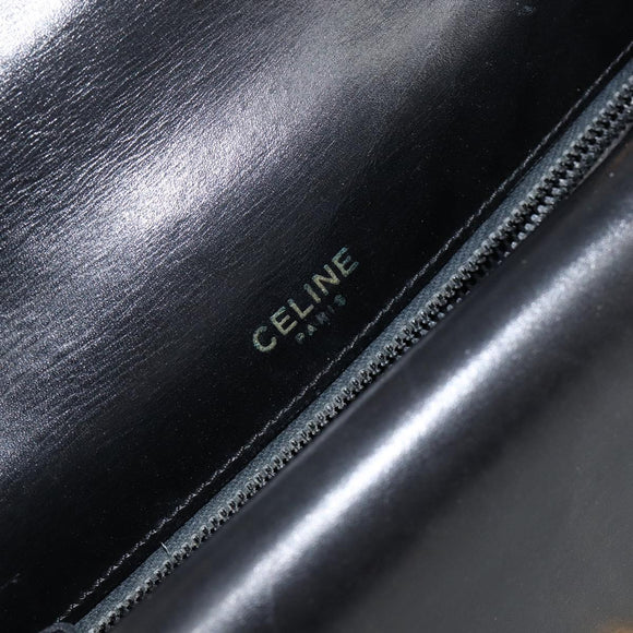 CELINE Hand Bag Leather Black Silver Auth 151991