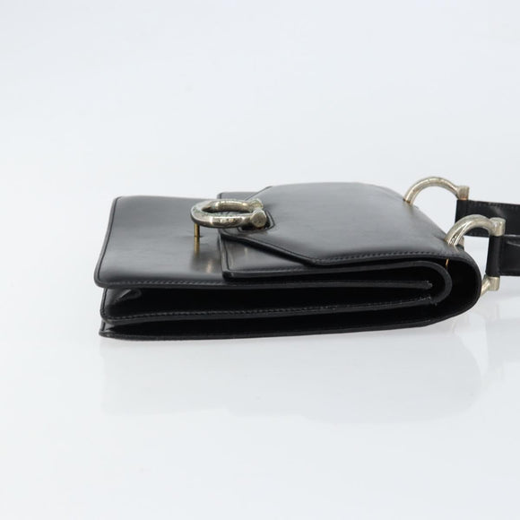 CELINE Hand Bag Leather Black Silver Auth 151991