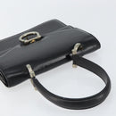 CELINE Hand Bag Leather Black Silver Auth 151991-6