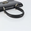 CELINE Hand Bag Leather Black Silver Auth 151991-7