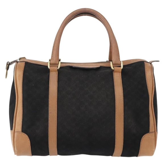 GUCCI Micro GG Canvas Boston Bag Black Gold Auth 151992