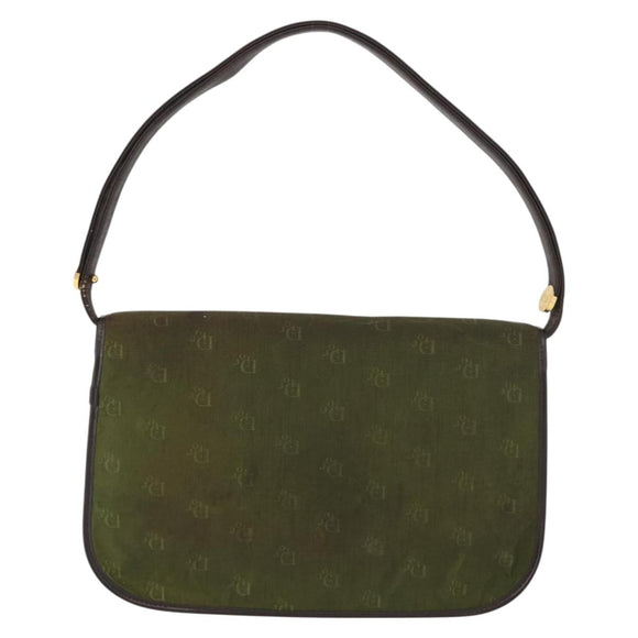 Christian Dior Shoulder Bag Nylon Khaki Gold Auth 151997