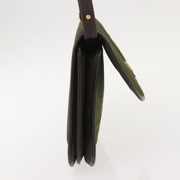 Christian Dior Shoulder Bag Nylon Khaki Gold Auth 151997