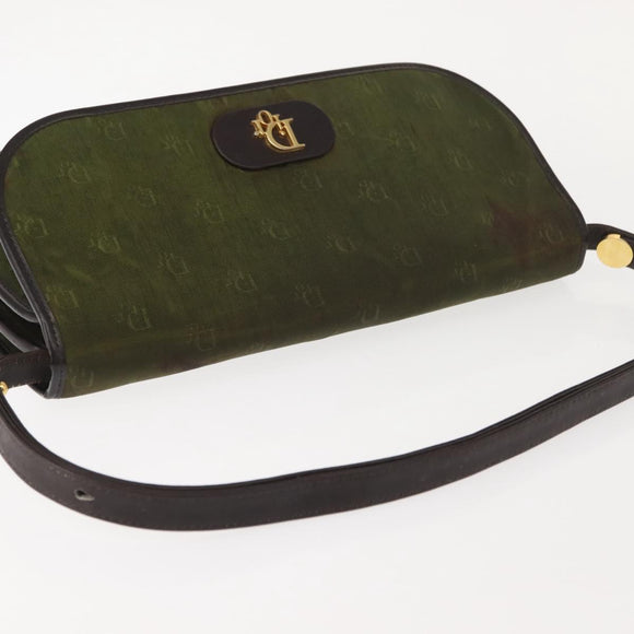 Christian Dior Shoulder Bag Nylon Khaki Gold Auth 151997