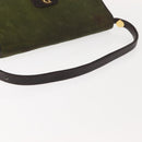 Christian Dior Shoulder Bag Nylon Khaki Gold Auth 151997-7