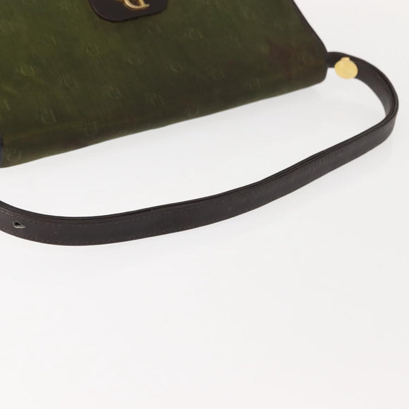 Christian Dior Shoulder Bag Nylon Khaki Gold Auth 151997