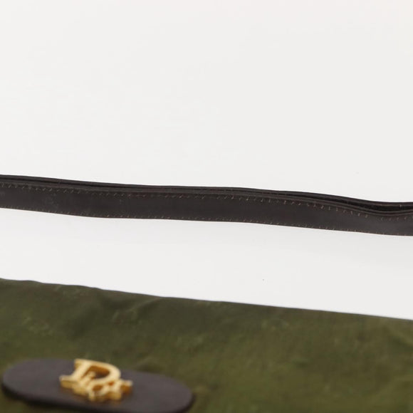 Christian Dior Shoulder Bag Nylon Khaki Gold Auth 151997