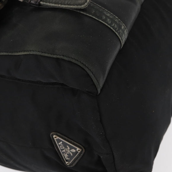 PRADA Backpack Nylon Leather Black Silver Auth 151999