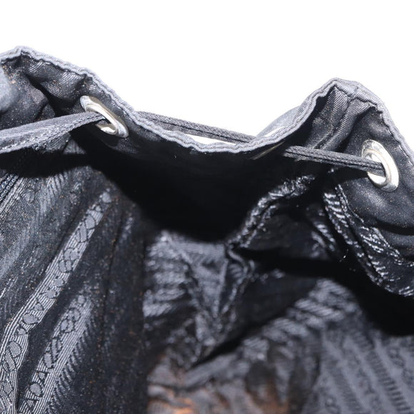 PRADA Backpack Nylon Leather Black Silver Auth 151999