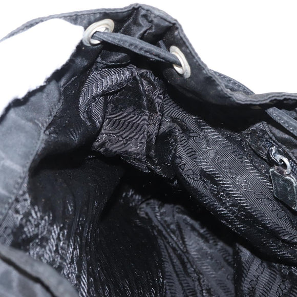 PRADA Backpack Nylon Leather Black Silver Auth 151999