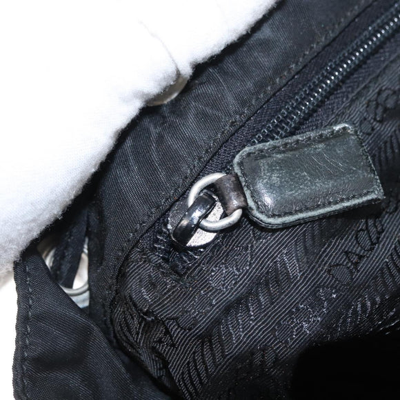 PRADA Backpack Nylon Leather Black Silver Auth 151999